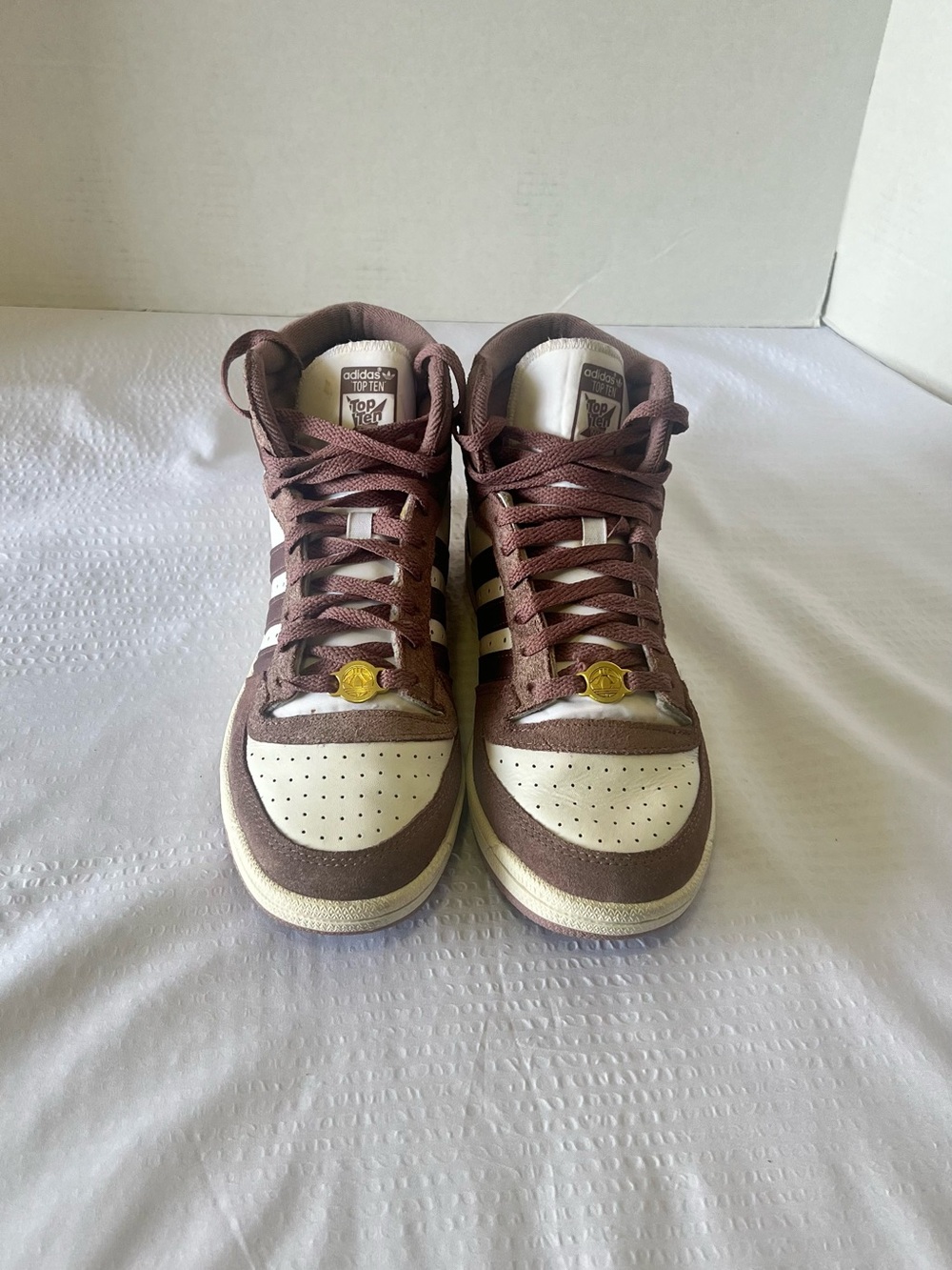 adidas High-Top Sneakers in Brown and Cream